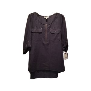 New NWT Navy Blue Linen Tunic Top in Size Medium by Dana Buchman